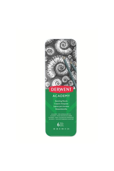 Derwent Set de 6 creioane Academy Graphite 3B-2H, calitate superioară, cutie ...