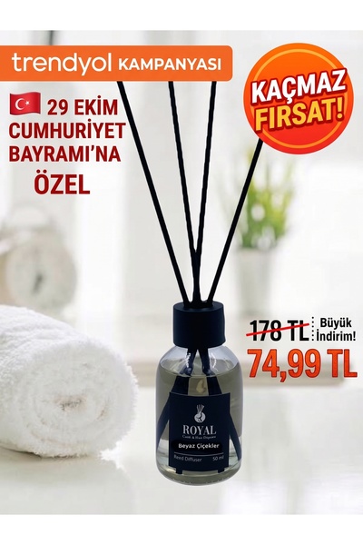 ROYAL MUM Beyaz Çiçekler Çubuklu Oda Kokusu 50 Ml