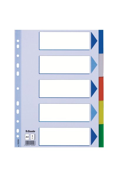 Esselte Plastic Index Dividers 5 Colors