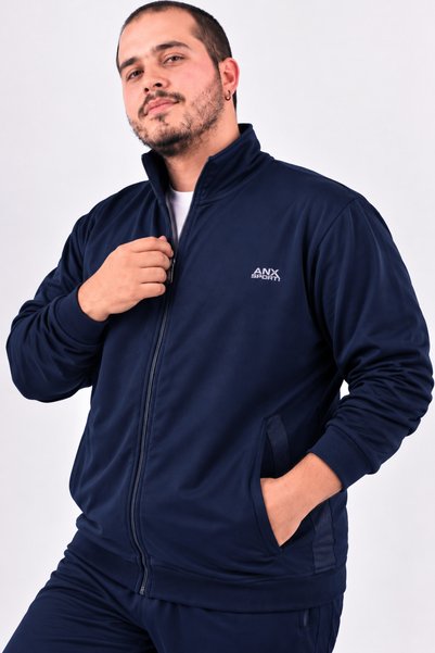 ANNEX Plus Size Men's Zippered Sweat Battal Sweatshirt