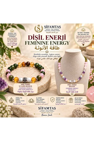 ŞİFAMTAŞ Female Energy & Aura Set (Bracelet and Necklace)