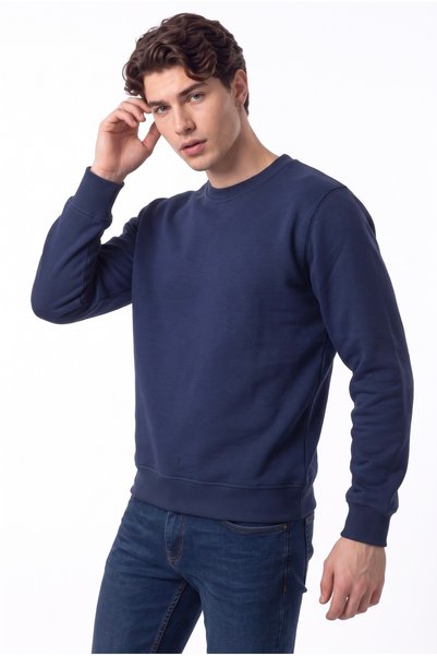 assef Men’s Crew Neck Sweatshirt, Relaxed Fit, Cotton, 3-Ply, Fleece-Lined, N...
