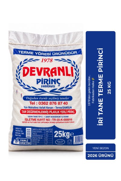 DEVRANLI PİRİNÇ Terme Eleküstü İri Tane Pilavlık Yerli Pirinç Katkısız Yeni M...