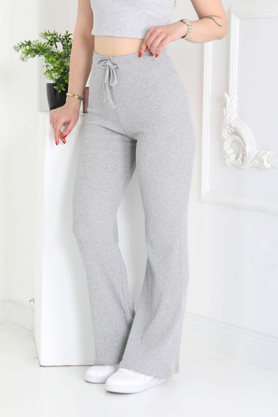 TOFİSA Eyelet Trousers Gray - 27133