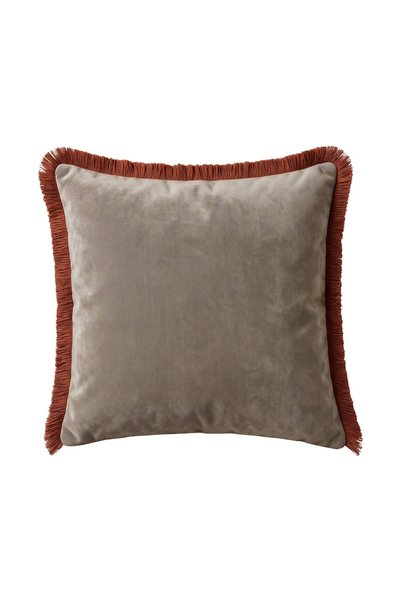 Lidoma Home "Taupe" غطاء وسادة مخملي مسطح مزين بالشرابات - 45x45