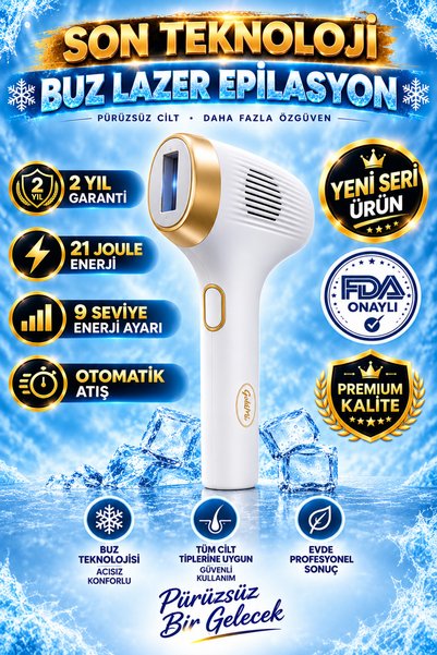 GoldMi Ipl Buz Lazer Epilasyon Cihazı - Sınırsız Atım Cilt Gençleştirme Otomatik/Manuel 21J Yüksek Enerjili