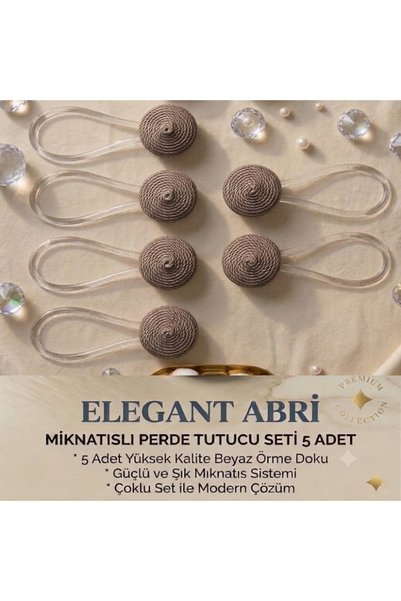 FEDA İSTANBUL Thread Wrapped Magnetic Curtain Latch 5 Pieces Round