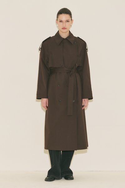 Manuka Malia Double Collar Trench Coat Brown
