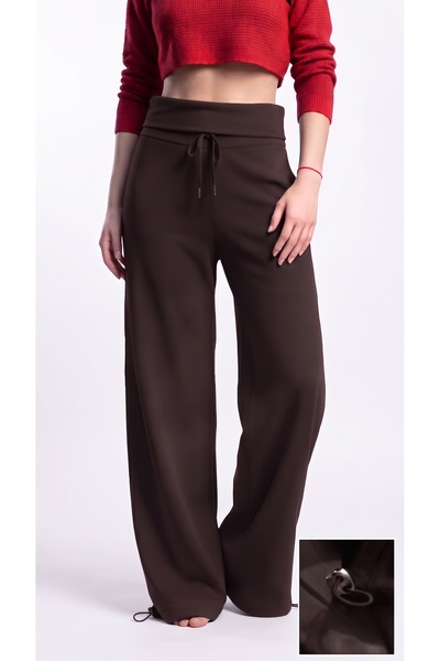 EsSo butik Women's Modal Fabric Bell-Waisted Folded Cuffed Wide Leg Sweatpant...