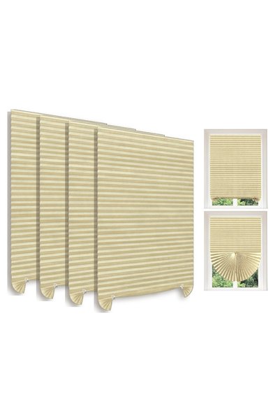 LUXER Set 4 Jaluzele Plisate 90x180 cm, Crem, Autoadezive, Fara Gaurire, Se T...