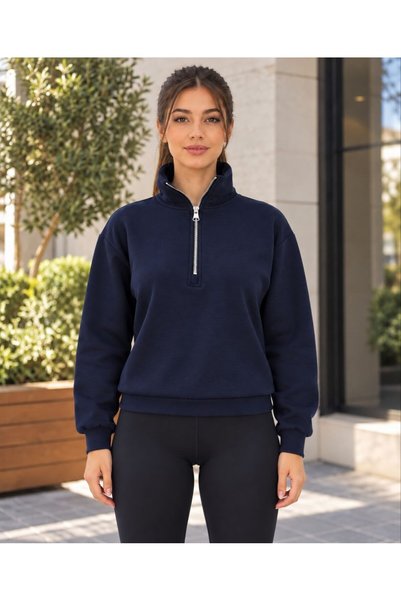 Maison La Femme Women's zip-up crewneck sweatshirt