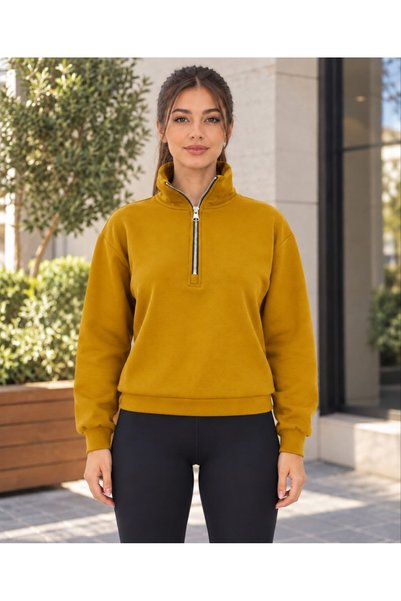 Maison La Femme Women's zip-up crewneck sweatshirt