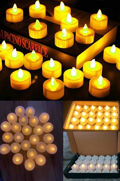 Miro Toys 24lü Yuvarlak Beyaz Pilli Led Mum Sarı Işık Ledli Tealight Mumlar M...