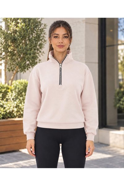 Maison La Femme Women's zip-up crewneck sweatshirt