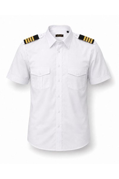 CREWTURK Pilot Shirt Short Sleeve Flap Pocket Smh Polyester Water Repellent F...