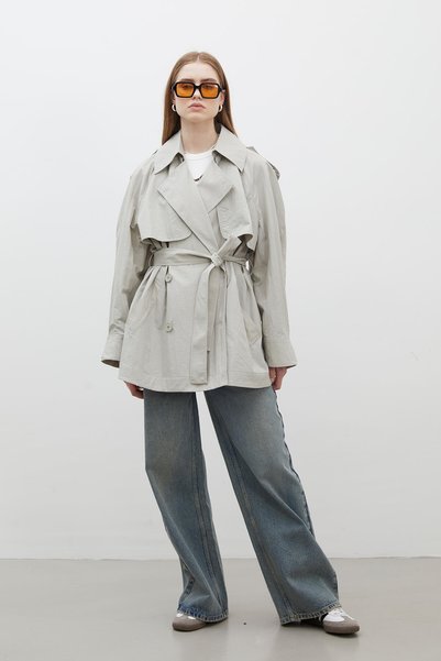 Manuka LIZBON OVERSIZE SHORT TRENCHCOT GREEN
