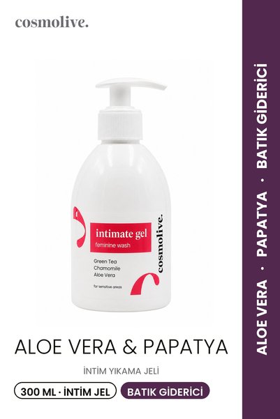 Cosmolive İntim Yıkama Jeli 300ml | Genital Bölge Koku Giderici | Batık Giderici | Aloe Vera & Papatya
