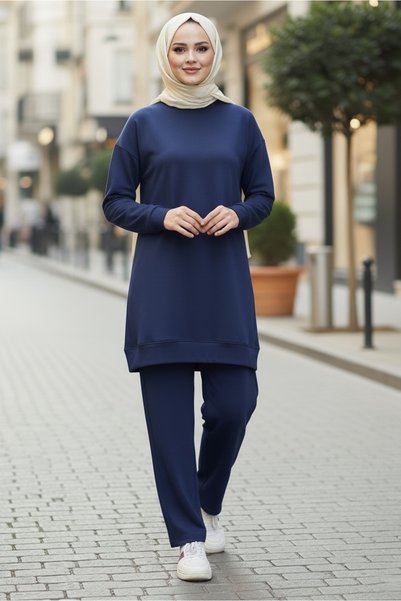 TOFİSA Tunik Pantolon Modal İkİli Takım Lacivert - 28004-LACIVERT