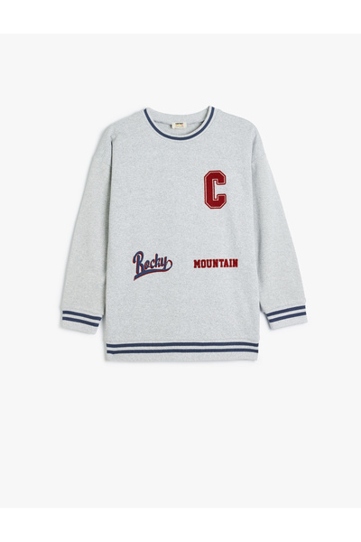 Koton Sweatshirt Long Sleeve Crew Neck Print Detailed