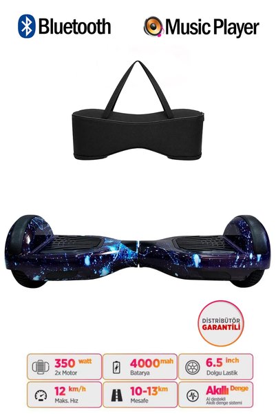 CityMate Elektrikli Kaykay Hoverboard Bluetooth Hoparlörlü 6.5 İnç Grafiti D12 - Çanta Hediye