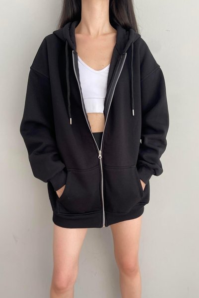 lizge giyim KAPŞONLU FERMUARLU SWEATSHIRT