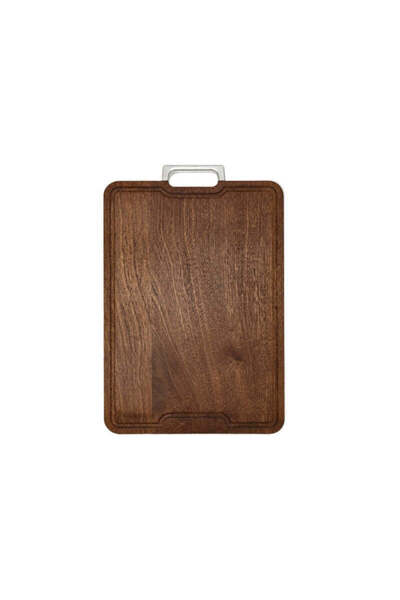 FOXMAG24 Brown Wooden Cutting Board 40x28x2.3cm, Two Sides, Side Handle