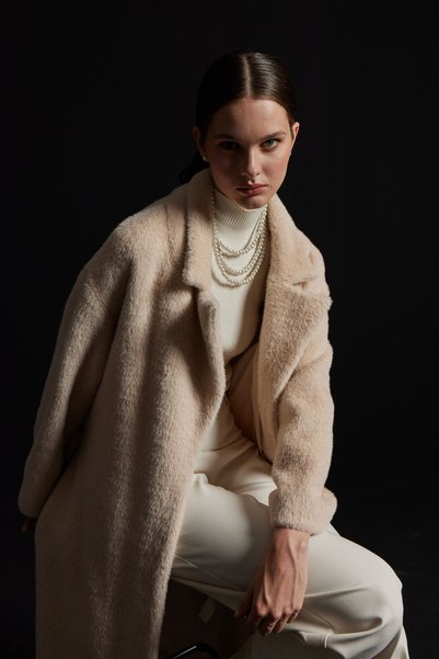 PAULMARK Women's Belted Long Fur Coat