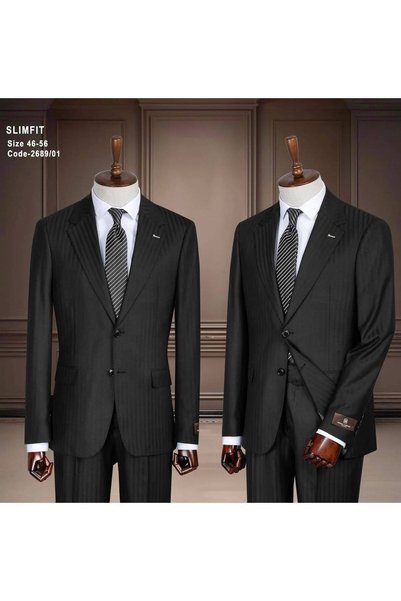 ilayda emir Slim Fit Black Striped Suit for Men – Classic Stylish Business an...