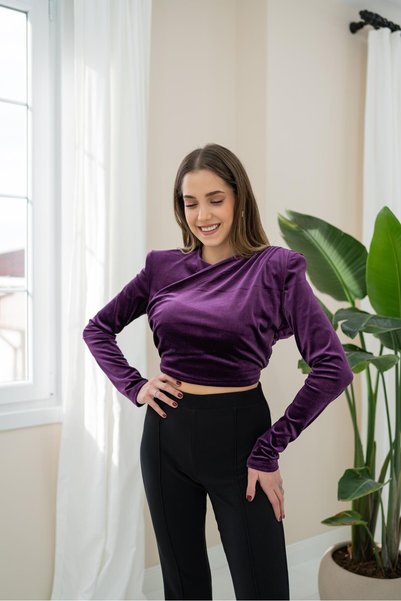 WeShaya Purple velvet blouse