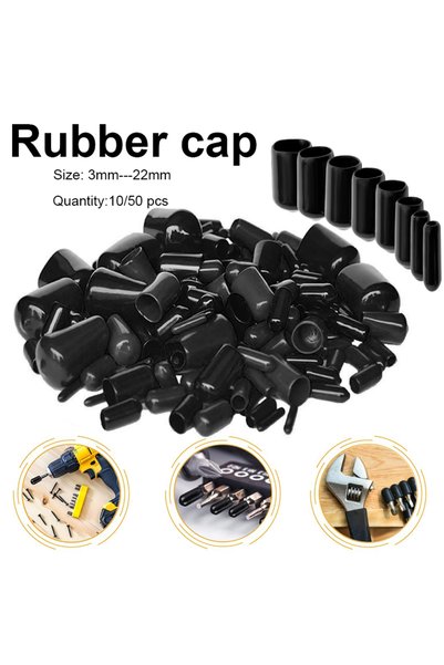 Choice10 10pcs 13mm 10-50pc Rubber End Cap PVC Rubber Cap Silicone Sleeve Scr...