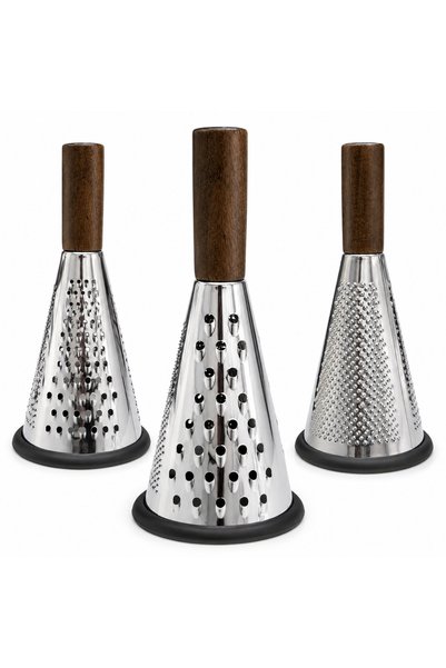 FOXMAG24 Round Manual Grater, 3 Sides, Metal Body, Ergonomic Handle