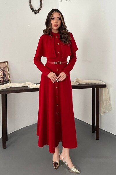 WeShaya Red Cape Dress