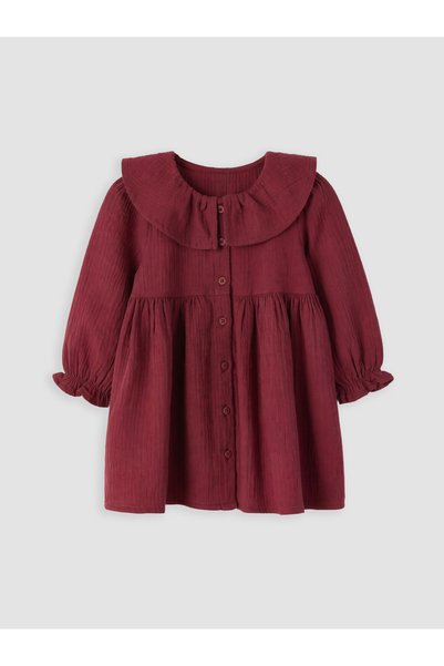 LC Waikiki ESVAB • Modern & Elegant Baby Girl Pleated Dress with Peter Pan Co...