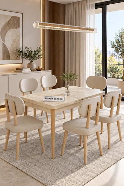 UZMHOME 80 x 130 Açılabilir Masa Takımı Mutfak Masası Takımı Salon Takımı
