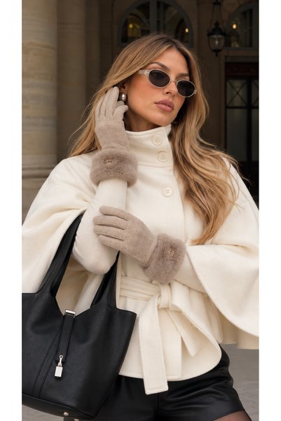 Luminos Butik Women's Ankle Fur Touchscreen Mink Gloves Eld29