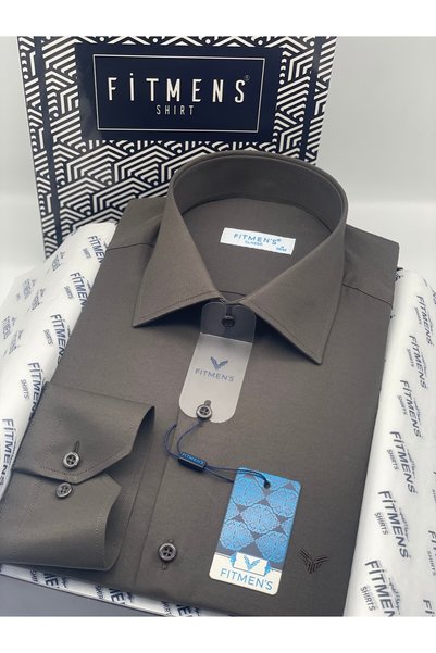 Fitmens Classic Long Sleeve Gold Satin Pocket-Less Men's Shirt with Gift Box ...