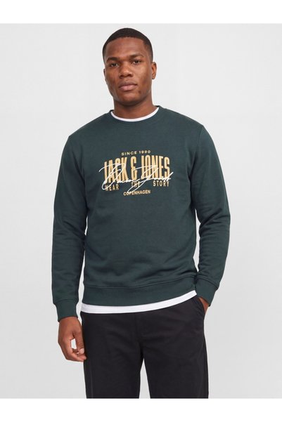 Jack & Jones Plus Men's Big Sizes Sweatshirt, Logo Print, Regular Fit, JJAERO