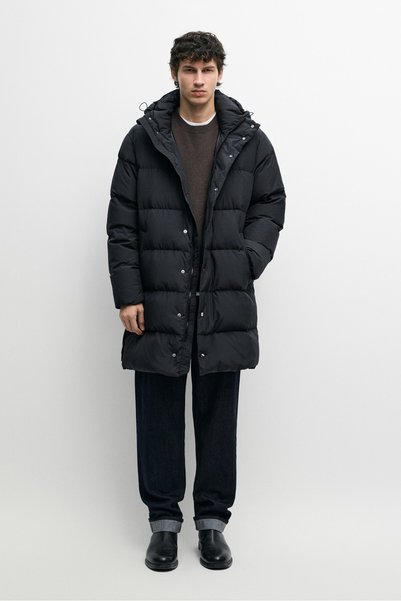 Massimo Dutti Uzun kapüşonlu şişme mont