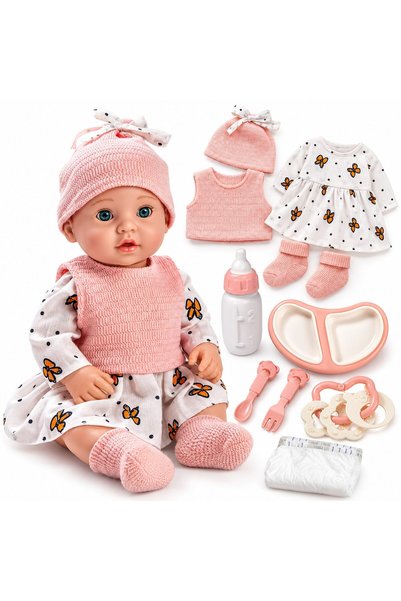 indiggo Papusa bebelus LUCKYBABY 40 cm cu 6 accesorii, scutec, biberon, zorna...