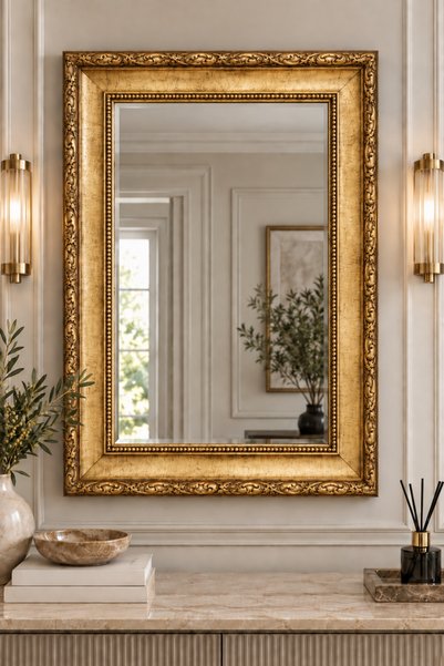 Alkaya Mirror Klasik Altın Çerçeveli Dekoratif Ayna