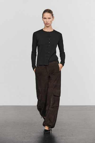 Massimo Dutti Pamuk karışımlı düğme detaylı tişört