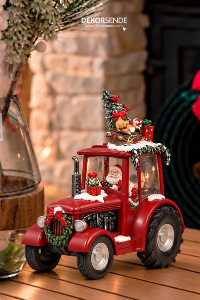 Dekorsende Christmas Snow Globe with Tractor and Santa Claus Model 22X25 cm
