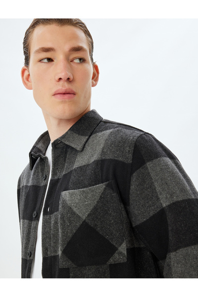 Koton Lumberjack Shirt Long Sleeve Winter Pocket Detailed