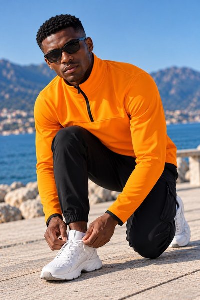 CLAW UP WORK SCUBA HALF ZIP SWEAT | TURUNCU (Slim Fit Yarım Fermuarlı Scuba S...