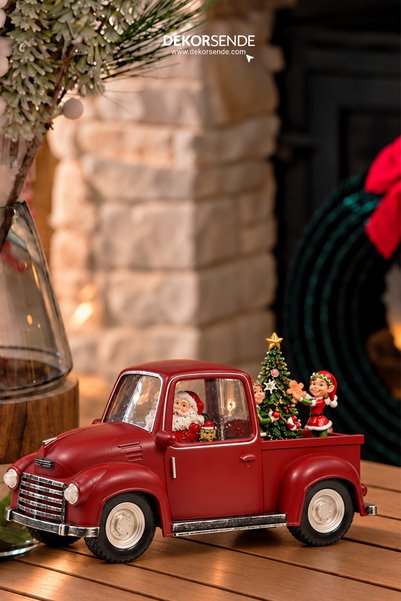 Dekorsende Christmas Snow Globe with Car, Elf and Child, Santa Claus Model 28...