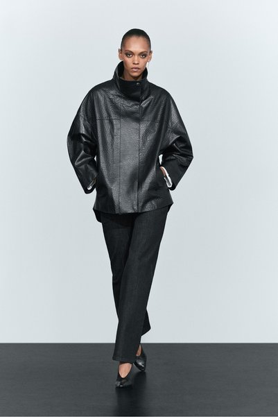 Massimo Dutti Dik yakalı deri ceket
