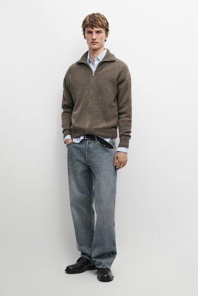 Massimo Dutti %100 yün fermuarlı triko hırka