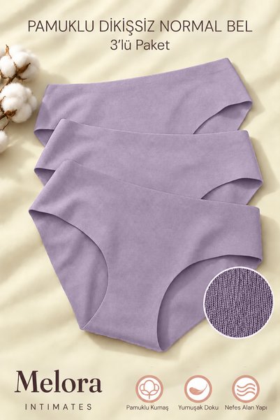 Melora Intimates Pamuklu Lazer Kesim 3lü Normal Kadın Külot