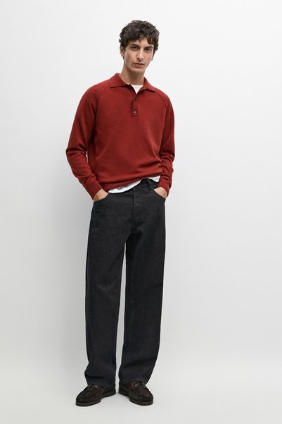 Massimo Dutti Polo yaka kazak, %100 yün triko