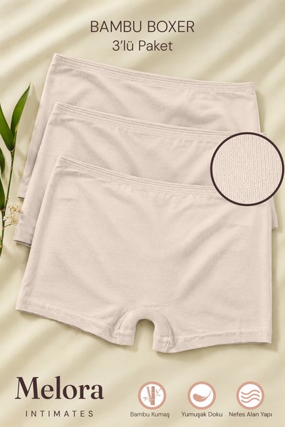 Melora Intimates Bambu Kadın Boxer 3'lü Külot
